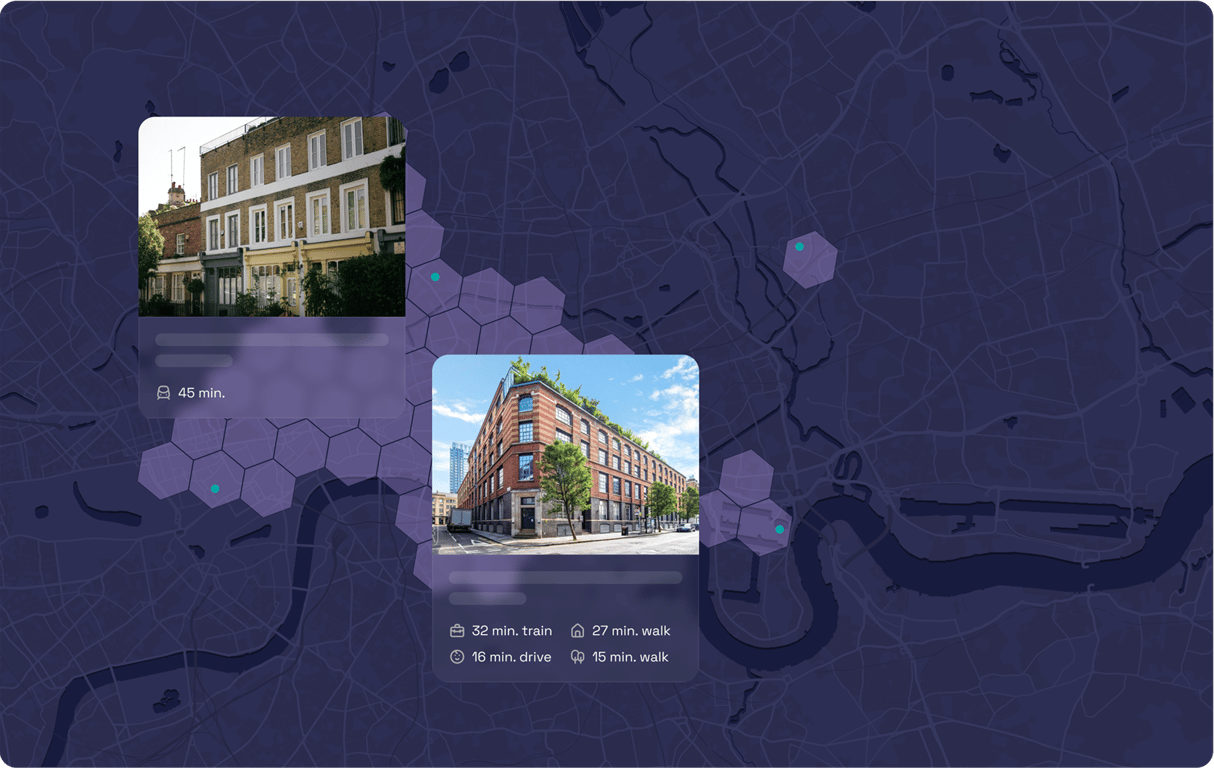 map with property listings