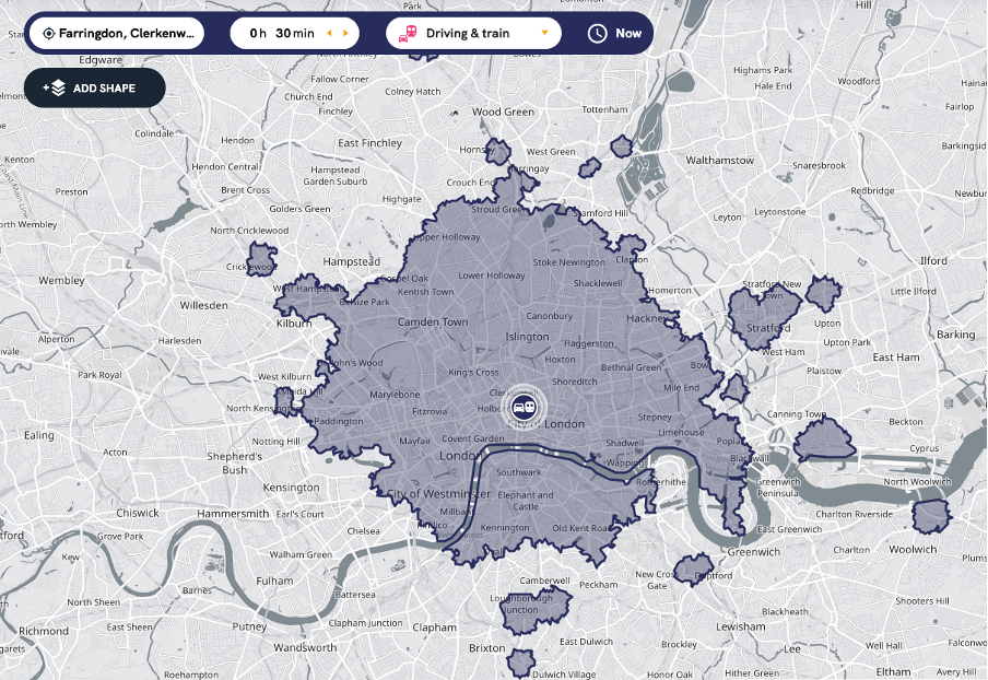 driving travel time map