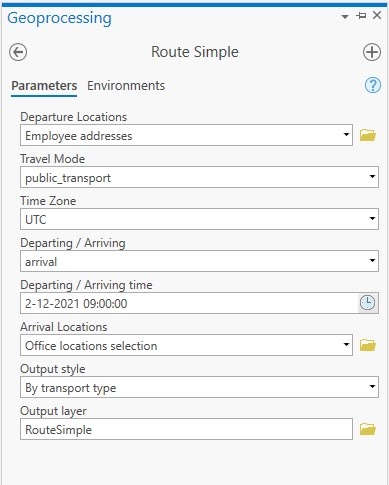 TravelTime Route Simple tool in ArcGIS Pro