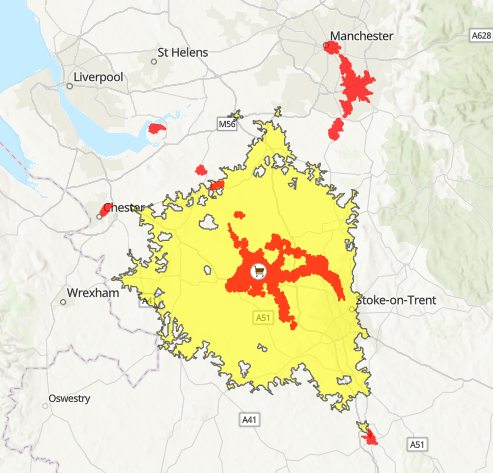 30-minute driving time catchment area