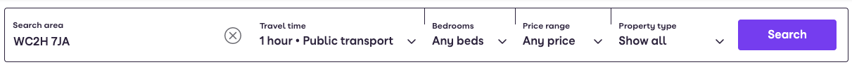 Zoopla travel time search