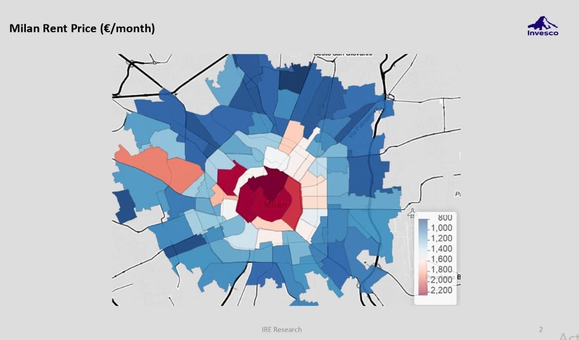 Variation in rent prices heat map