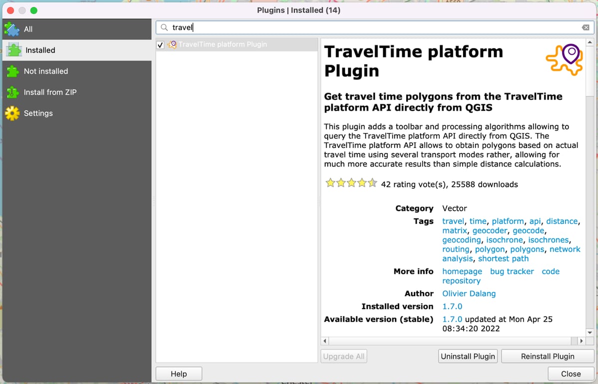 TravelTime QGIS plugin