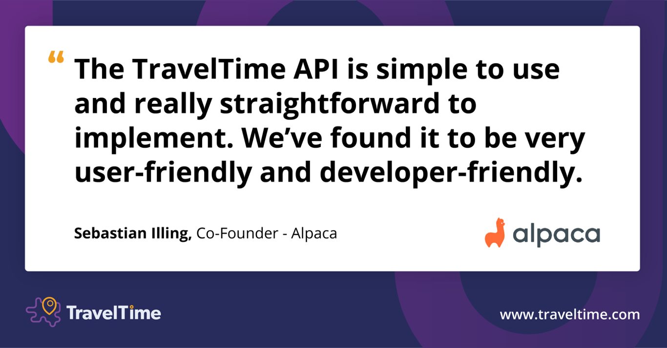 How Alpaca uses the TravelTime API
