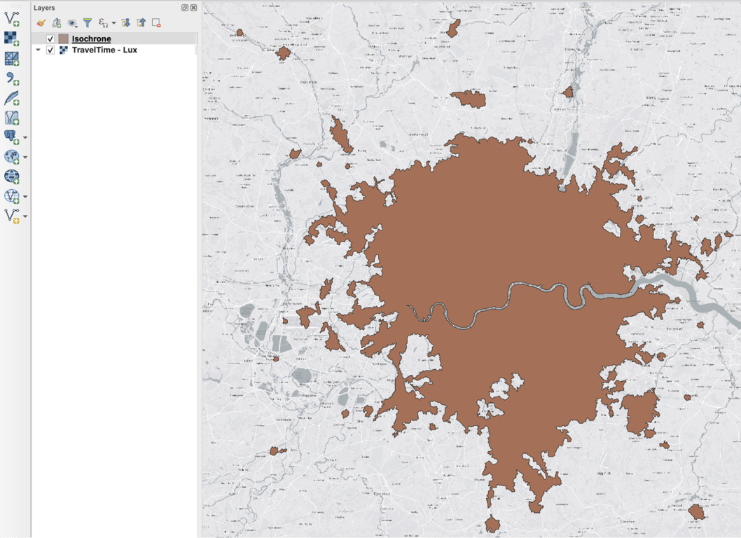 TravelTime GeoJSON response in QGIS