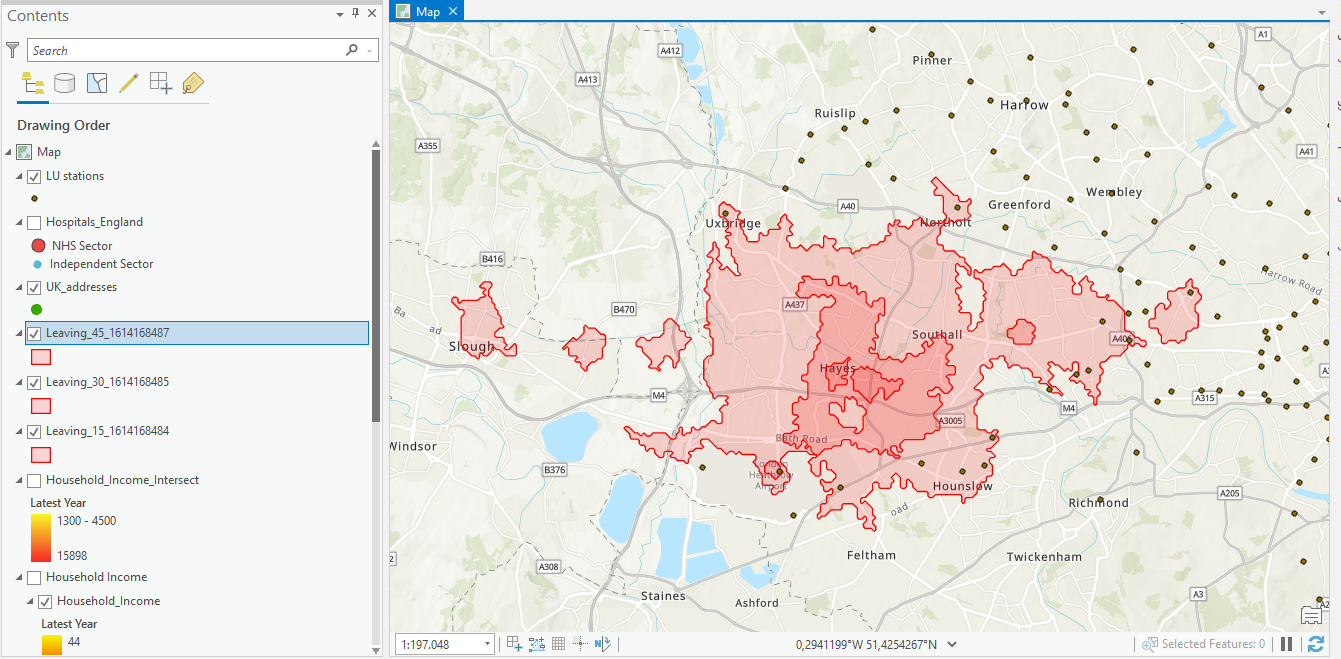 Travel time catchment areas for Crossrail extension