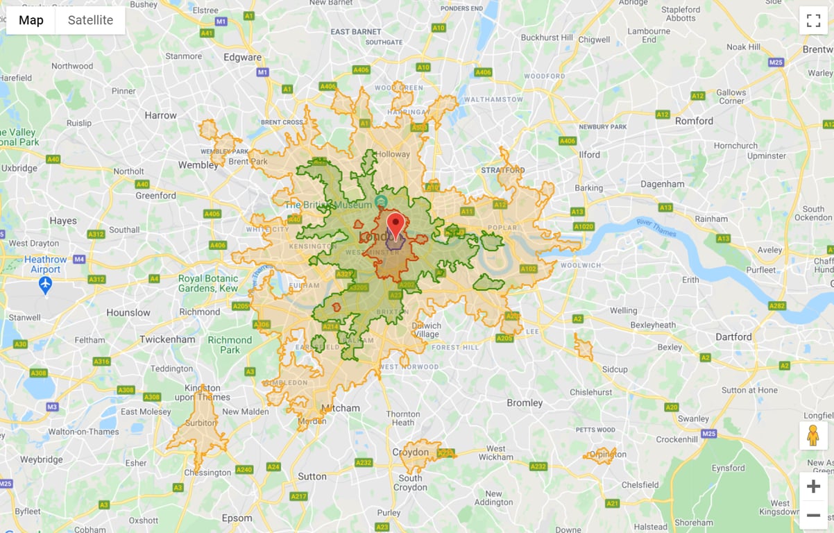 travel time map google