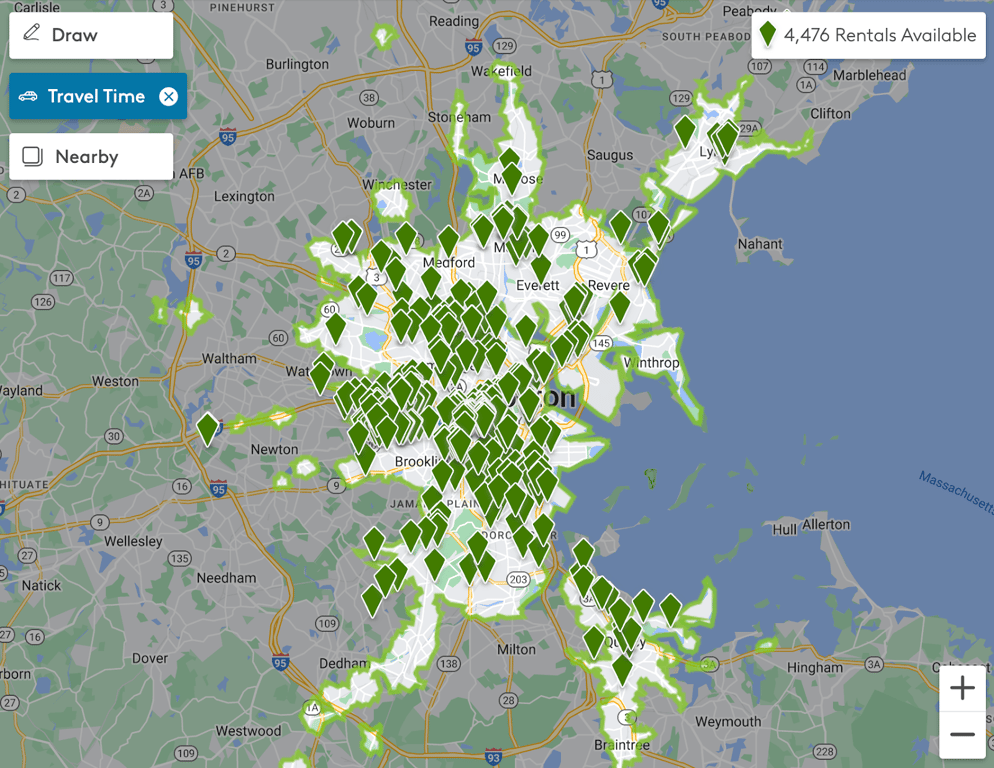 Rental search map by Apartments.com