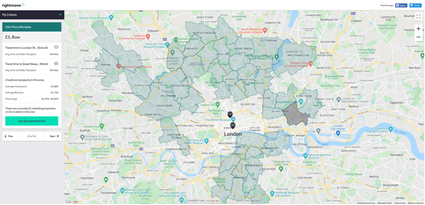 Rightmove isochrone