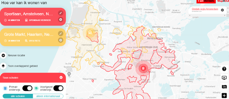 Amsterdam MapItOut tool public transport and cycling