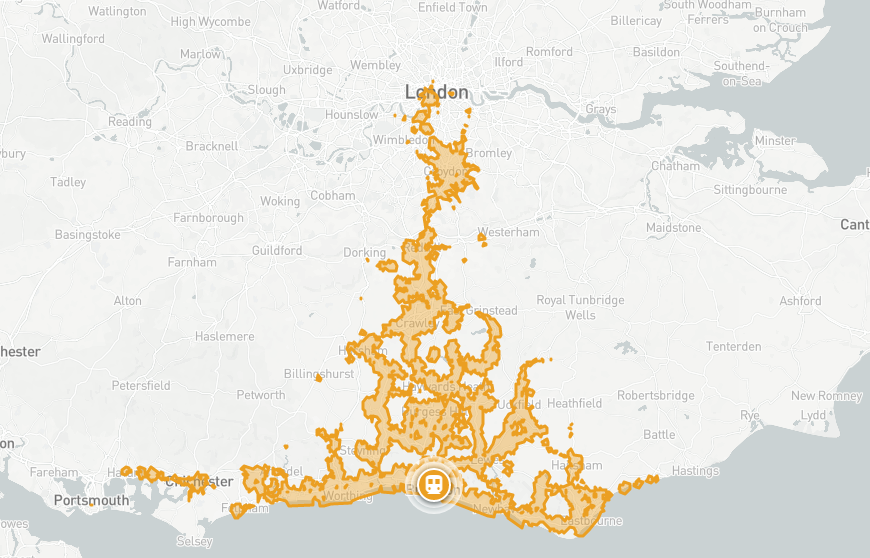 isochrone-public-transport-brighton-uk