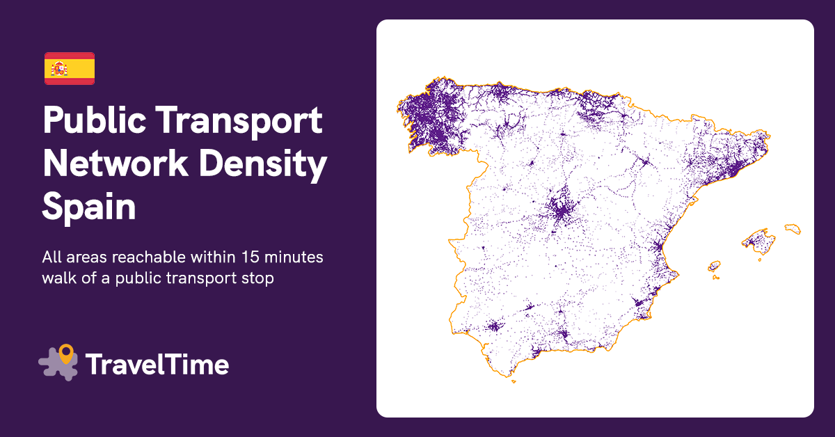 map of public transport density in Spain