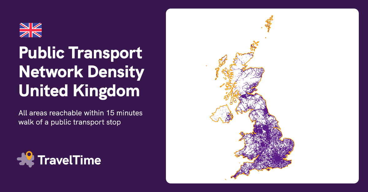 map of public transport density in the United Kingdom