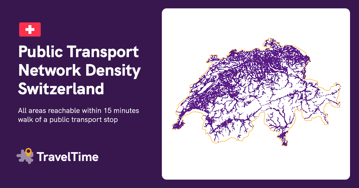 map of public transport density in Switzerland