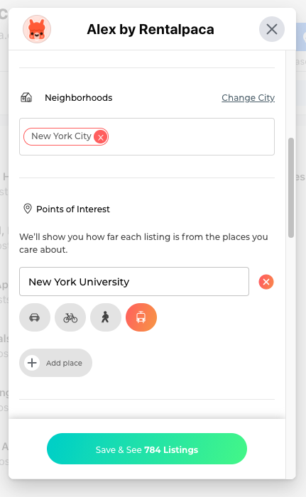 Point of interest & transport preferences