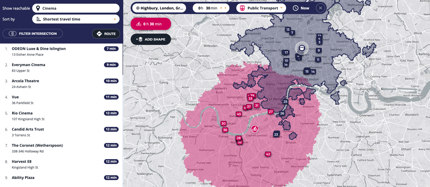 isochrone map