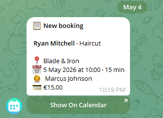 Telegram bot notification example