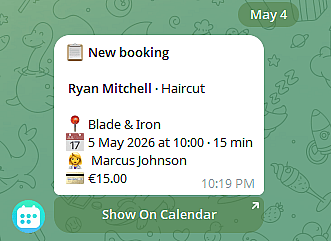 Telegram bot notification example