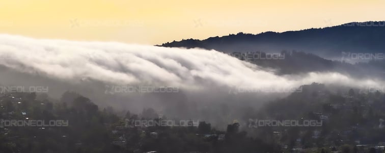 Aerial Drone Picture of Mill Valley Sunset Cloud Cover
