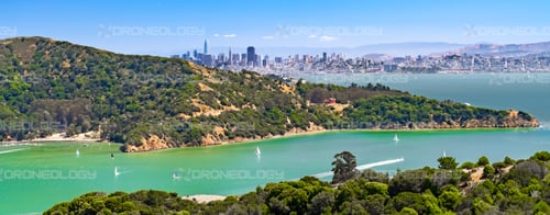 Picture of Angel Island from Old St. Hilary's Preserve with San Francisco, California in the Background