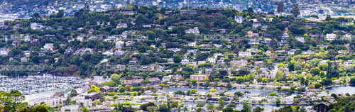 Picture of Belvedere Tiburon homes, Belvedere Lagoon, with Sausalito in the background. 