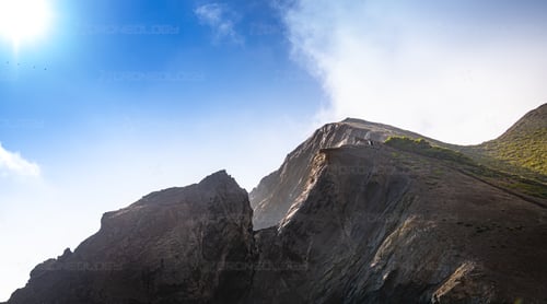 Picture or Sea Cliffs with warm glow at Tennessee Beach, California.