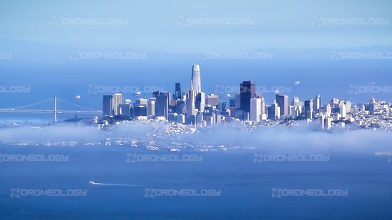 Aerial Drone Picture of San Francisco Surrounded By the Bay from Strawberry Point in Mill Valley