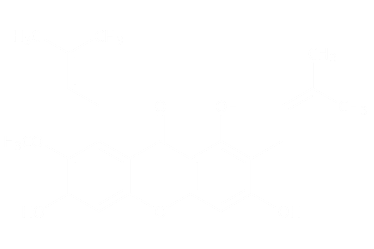 Mangotin 的分子結構。