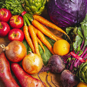 各式各樣的地中海蔬菜及水果