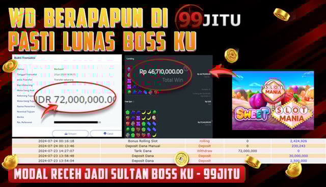 JACKPOT SLOT DI SLOT MANIA RP 72.000.000,- DI 99JITU
