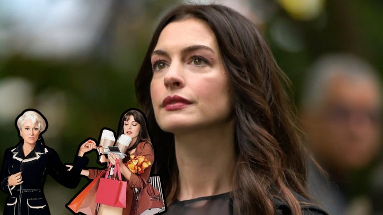 En escena de funeral son vistos Anne Hathaway y Stanley Tucci