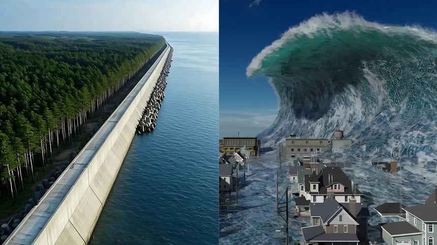 Pero los ingenieros sabían que la fuerza del océano no podía enfrentarse solo con cemento.