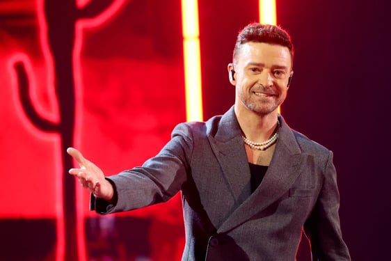 HOLLYWOOD, CALIFORNIA - APRIL 01: Justin Timberlake performs onstage during the 2024 iHeartRadio Music Awards at Dolby Theatre on April 01, 2024 in Hollywood, California. (Photo by Amy Sussman/Getty Images)