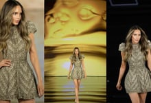 La estrella lució un vestido que resaltó su estilo único, consolidándola como una de las artistas latinas con mayor proyección internacional en el mundo de la moda.