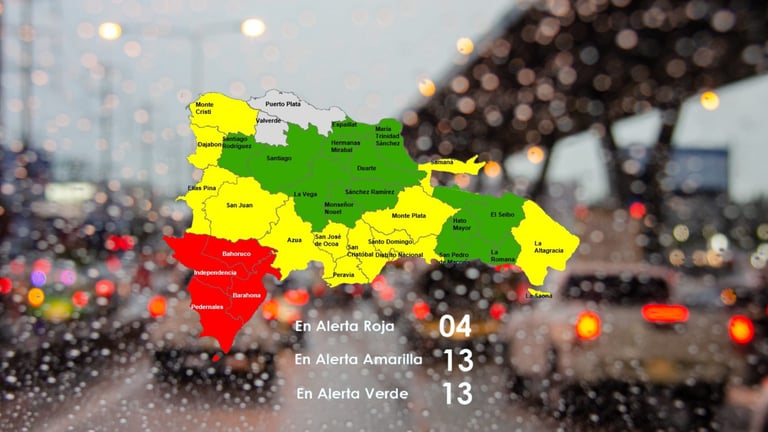 COE mantiene cuatro provincias en alerta roja, 13 en amarillo y 13 en verde por efectos del huracán Melissa
