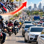RD supera los 6.6 millones de vehículos registrados; las motocicletas dominan el parque vehicular