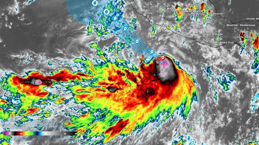 Asimismo, se prevé oleaje de entre cuatro y seis metros de altura en las costas de Jalisco, Colima y Michoacán.