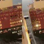 Crucero choca contra un buque portacontenedores en Alemania