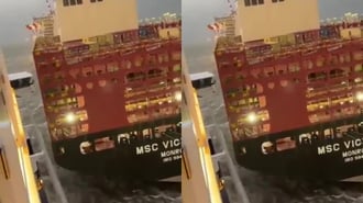 Crucero choca contra un buque portacontenedores en Alemania