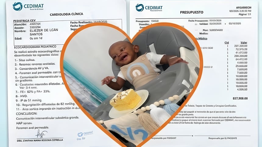 El menor se encuentra bajo atención médica en CEDIMAT, donde se ha establecido un presupuesto de RD$837,908 para el procedimiento. Ante la urgencia de la intervención, sus familiares también iniciaron una campaña para conseguir siete pintas de sangre O positivo.