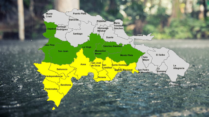 COE aumenta a 10 las provincias en alerta amarilla y mantiene siete en verde por lluvias