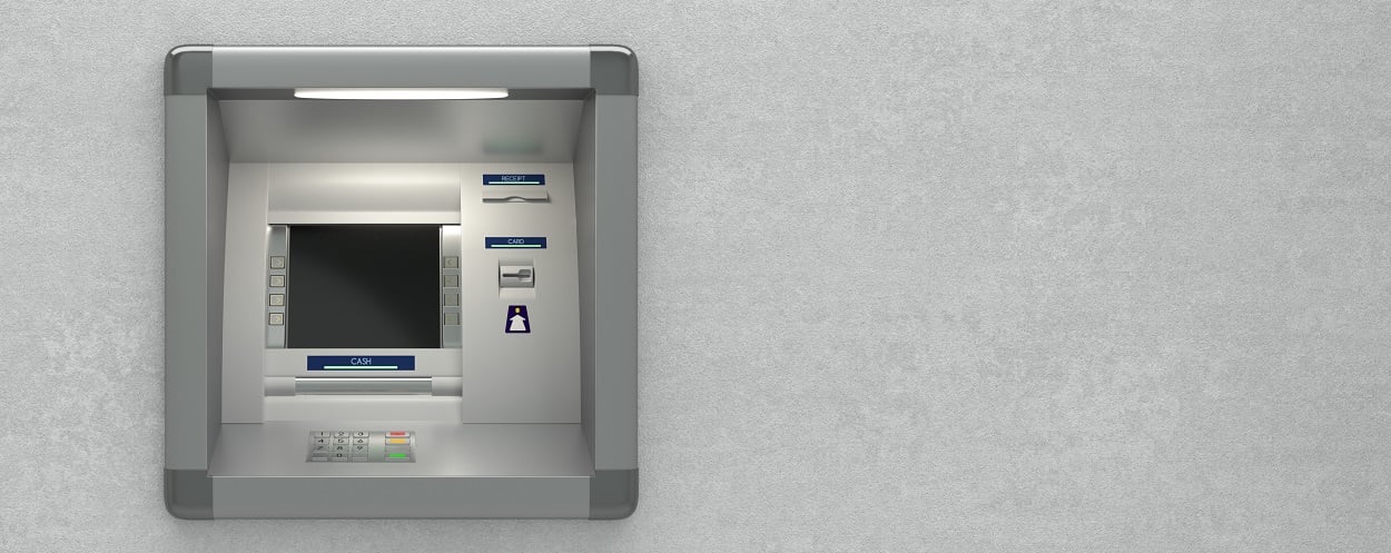 ATM services machine on wall