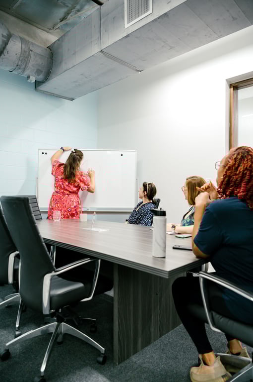 An interior shot of 6 Person Conference Room with Presentation Monitor