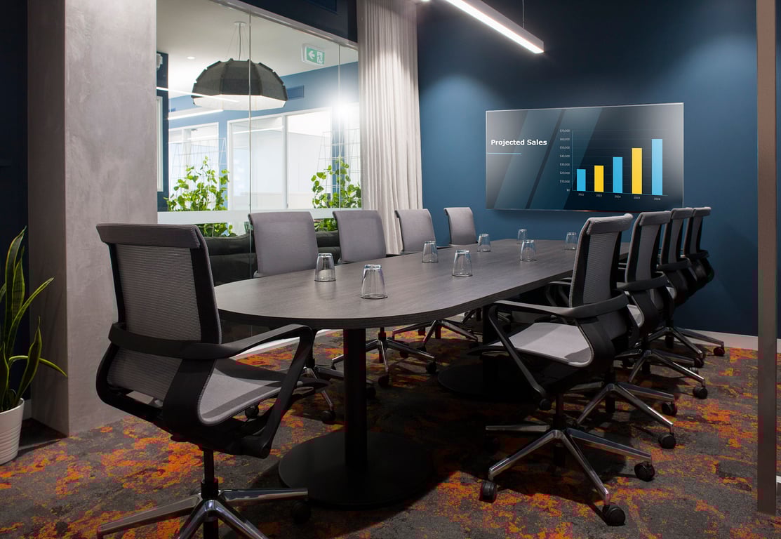 An interior shot of Large Meeting Room for 9 People
