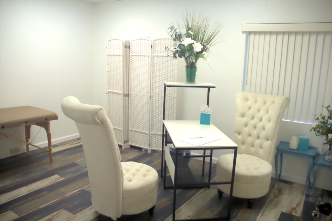 An interior shot of The Wellness Suite #103 – No Glass. Full Privacy. Total Focus & Comfort.