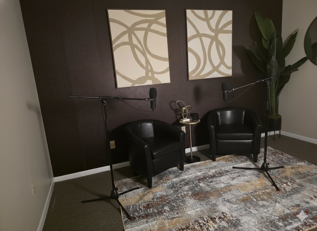 An interior shot of Podcast Studio