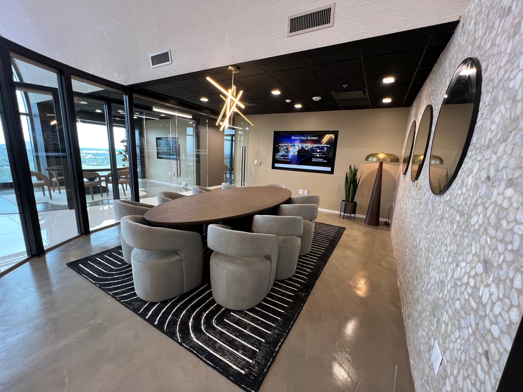 An interior shot of The Buffett Boardroom