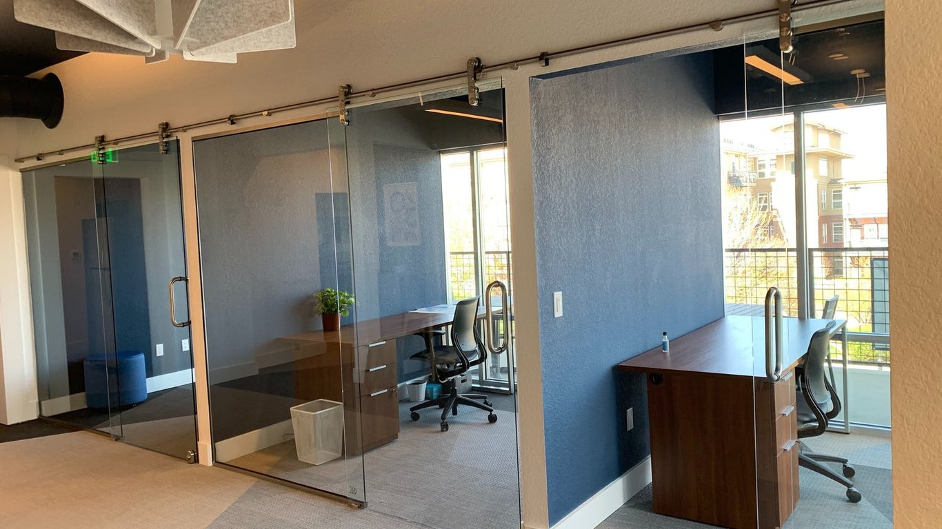 An interior shot of 3 person office