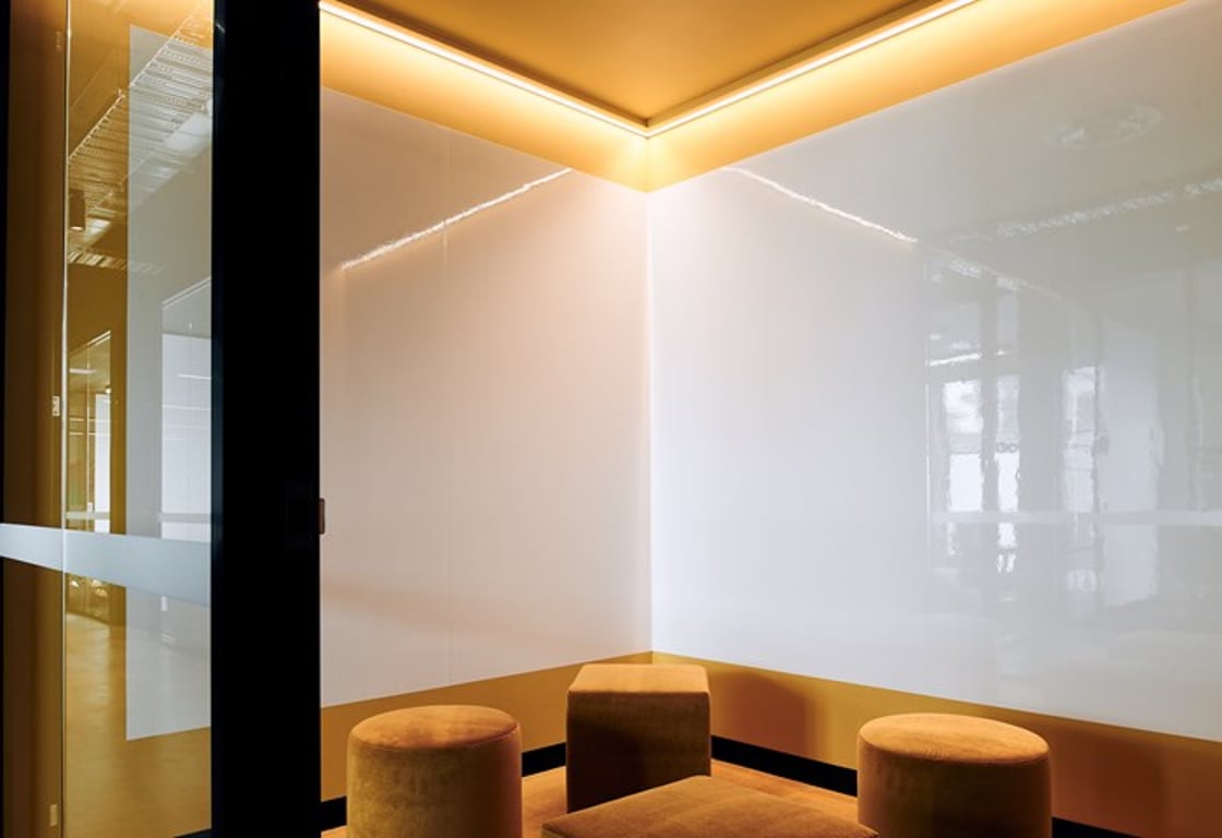 An interior shot of Think Tank Yellow