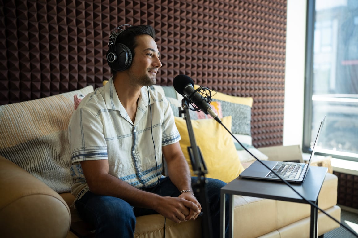 An interior shot of Podcast Studio